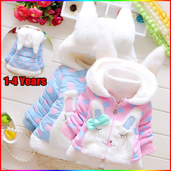 Tops clothes for Baby Girls Infant Toddler Rabbit Down Outerwear Hoodie ...
