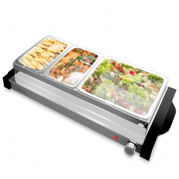 NutriChef Portable 3 Tray Electric Hot Plate Buffet Warmer Chafing