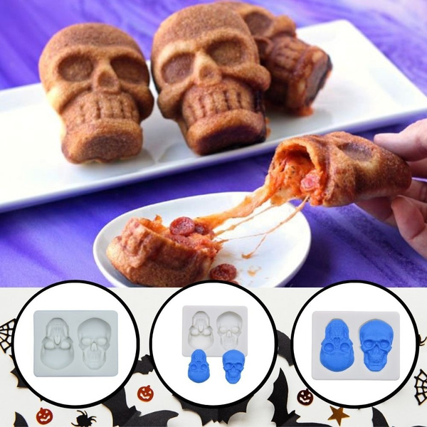 GHFT 6 Grids Halloween Skull Cake Pan Metal Bronze Color Baking Pan  Halloween Decor 3D Skull Baking Cake Mold Halloween | Lazada PH