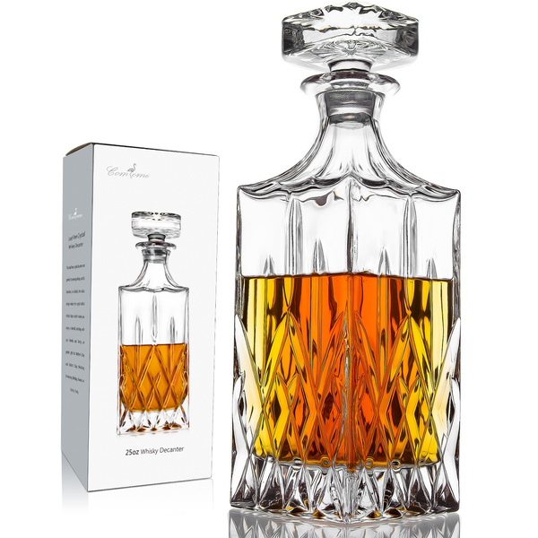 Lighten Life Crystal Whiskey Decanter 100% Lead Free 28oz/750ml Diamond  Decanter with Glass Stopper for Whiskey, Bourbon, Scotch, Vodka, Wine &  Liquor