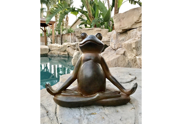 Ebros Rustic Yoga Frog Garden Statue Meditating Buddha Frog Sculpture 14Long