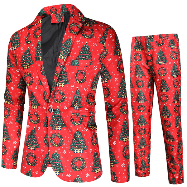 African Suits for Men Single Breasted Blazer and Pants 2 Piece Set