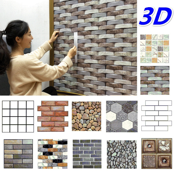 3D stereo wall stickers self-adhesive TV background wall paper wallpaper  retaining wall decoration bathroom waterproof | Wish