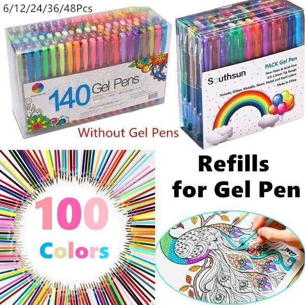 100PCS Multicolour Ballpoint Gel Pens Refill Set Colorful Painting Drawing Pens
