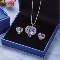 Blues, Heart, crystal pendant, Angel