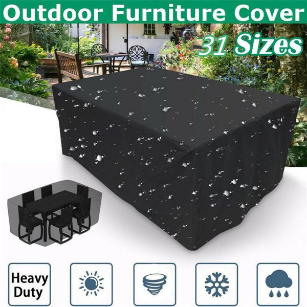 Waterproof Garden Patio Furniture Covers Saet Rattan Table Cube Seat  // 