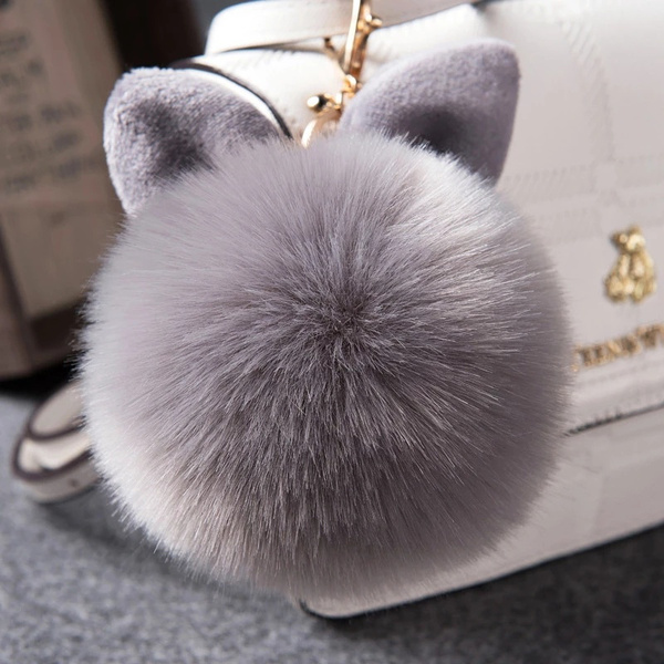 Cute Faux Fur Ball Pom Pom Keychain Pompom Artificial Rabbit Fur