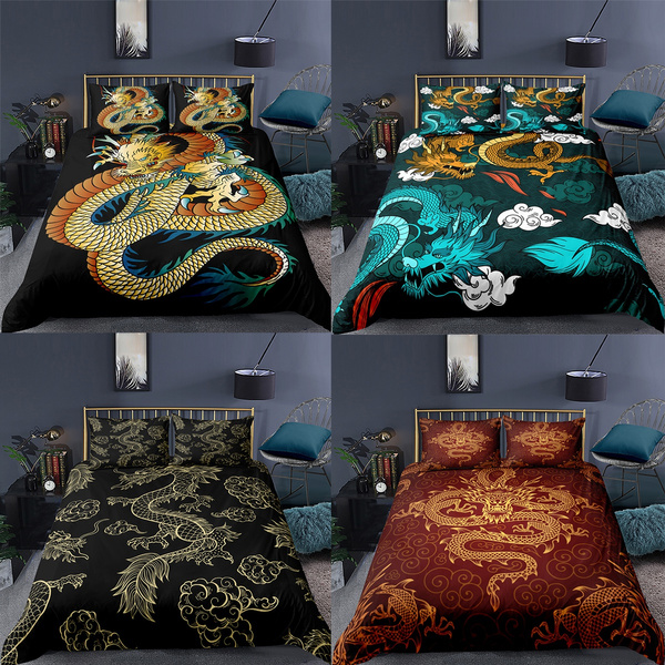 Vintage Bedding Luxury Quilt Cover, Asian Style King Size Bed