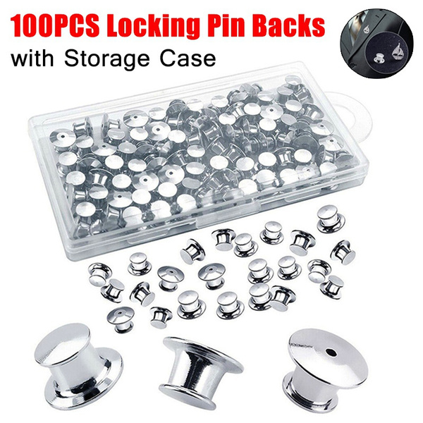 100pcs Locking Pin Backs Silver Pin Clutches Pin Keepers Locking Clasp