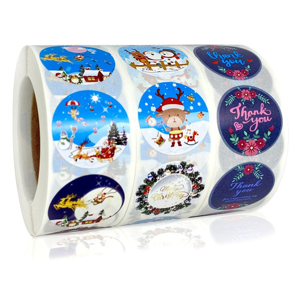 2020 NEW Merry Christmas Stickers Labels Gift 2.5/3.8CM 500Pcs Roll
