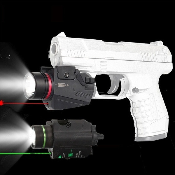 2 IN 1 Tactical Green Laser Sight Combo 150 Lumens LED Flashlight Picatiny Rail 