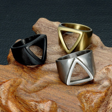 Steel, men_rings, vintage ring, Triangles
