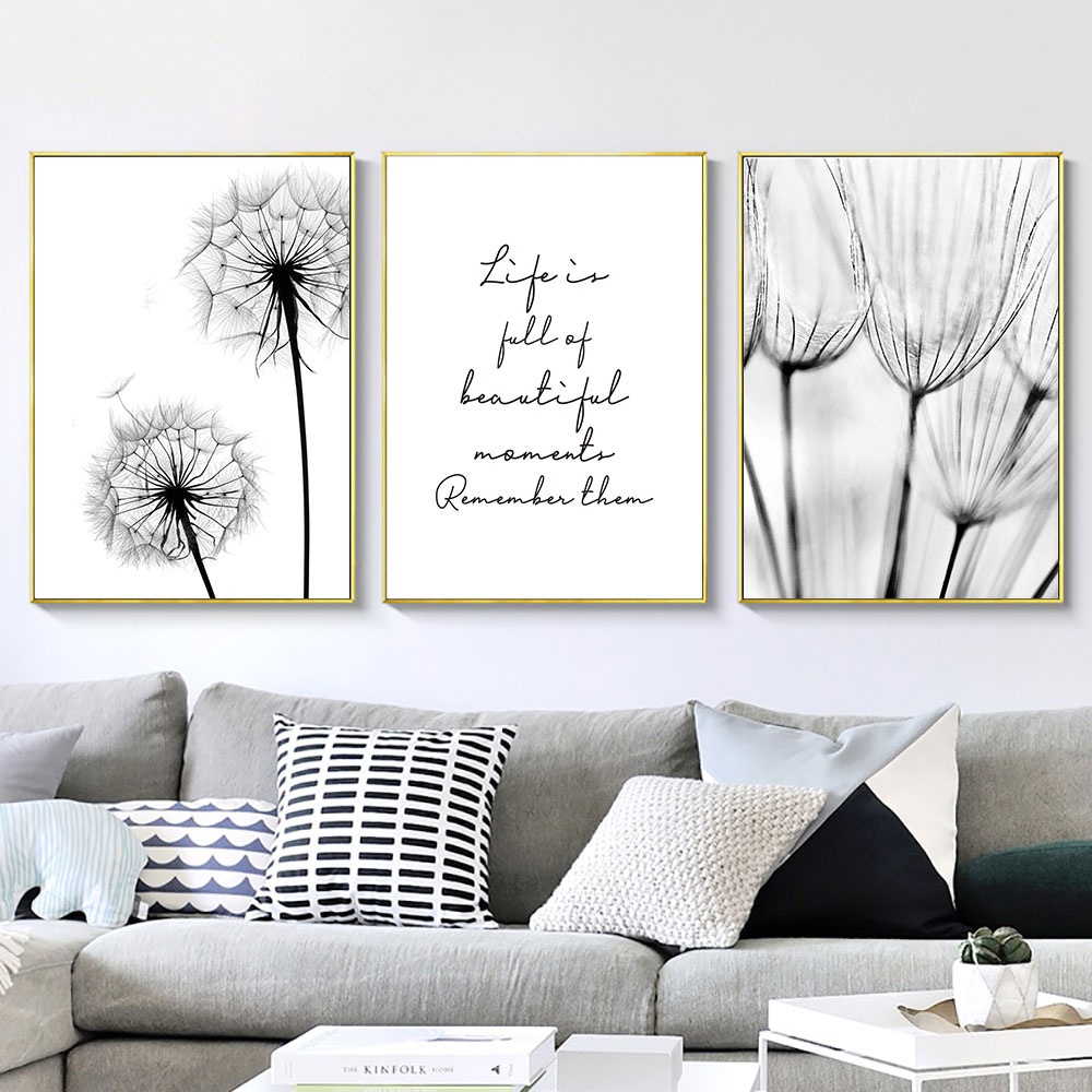 

unframed black and white canvas art painting life quoting nordic oil painting and printing dandelion oil painting bedroom home wall art decoration pa
