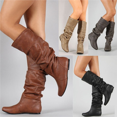 cute, widecalfboot, Knee High Boots, Booties