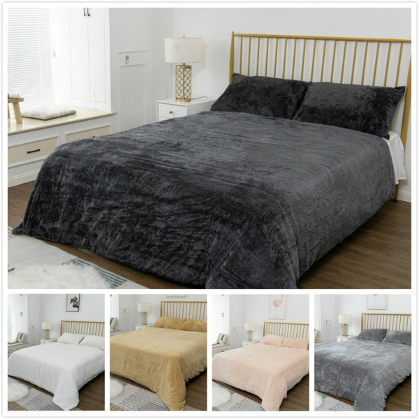Teddy Bear Fleece Duvet Covers Quilt Cover Set Fluffy Warm Cosy Bedding  Sets