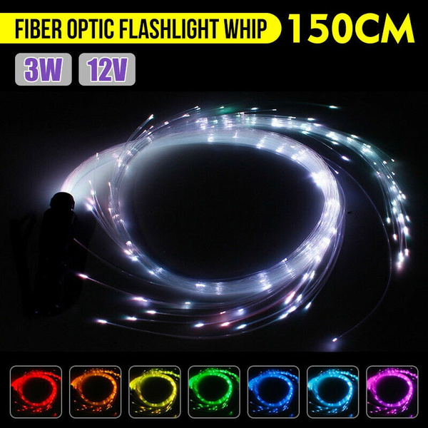 LED Fiber Optic Whip 360°Swivel Super Bright Light Up Rave Flow Dance Party Show 
