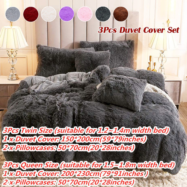 Plush Fluffy Duvet Cover Set Double Large Super Soft Long Hair Faux Fur  Crystal Velvet Bedding Set with Pillowcase | Wish