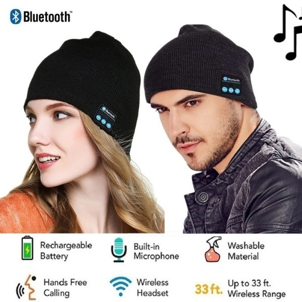Wireless Bluetooth Knitted Hat Hands Free Calls Headset Headphone Mic Speaker 
