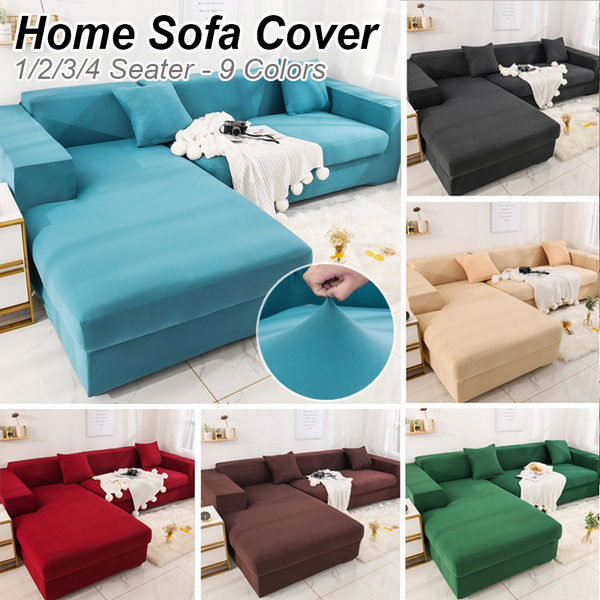 FORCHEER 9-color Solid Color Sofa Cover L-shaped Spandex Stretch