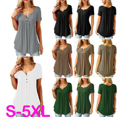 Fashion, Women Fashion Tops, Pleated, Loose