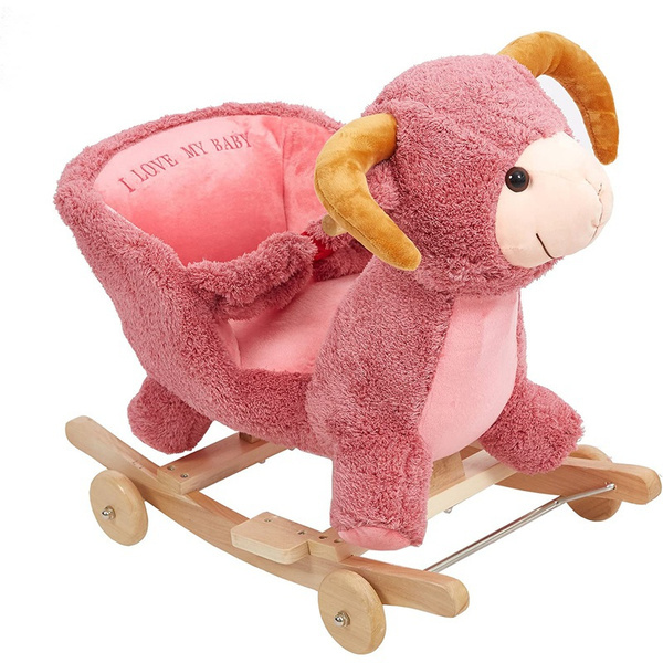 Stuffed Animal Rocker Wooden & Plush Rocking Horse Chair for ToddlersBoys &  Girls, Rocking Pink Sheep /Birthday Ride-on Toys for 1-3 Years Old | Wish