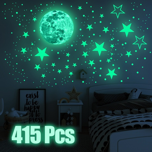 Details about   435 Glow in The Dark Wall Stickers Stars Moon Luminous Kid Bedroom Ceiling Decal 