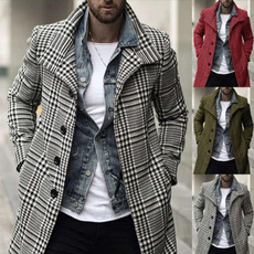 casual coat, men coat, plaid, trenchcoatformen