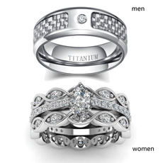 Steel, goldplated, coupleringsforhimandherset, wedding ring