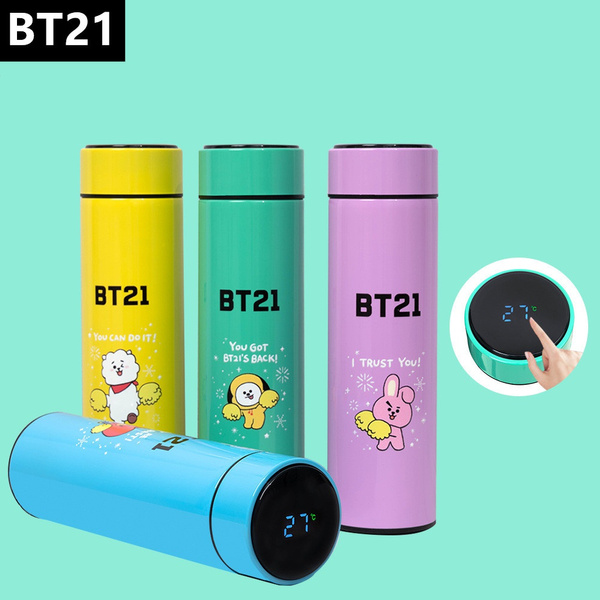500ML KPOP BTS BT21 Stainless Steel Bottle Intelligent Temperature  Measurement Tea Cup Mug Travel Insulated Container Office Water Bottle