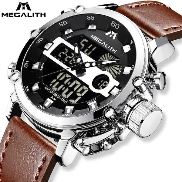 MEGALITH Mens Watches Men s LED Sport Digital Analogue Military Watch for Men Multifunction Army Wrist Watch Waterproof Date Calendar Alarm Luminous