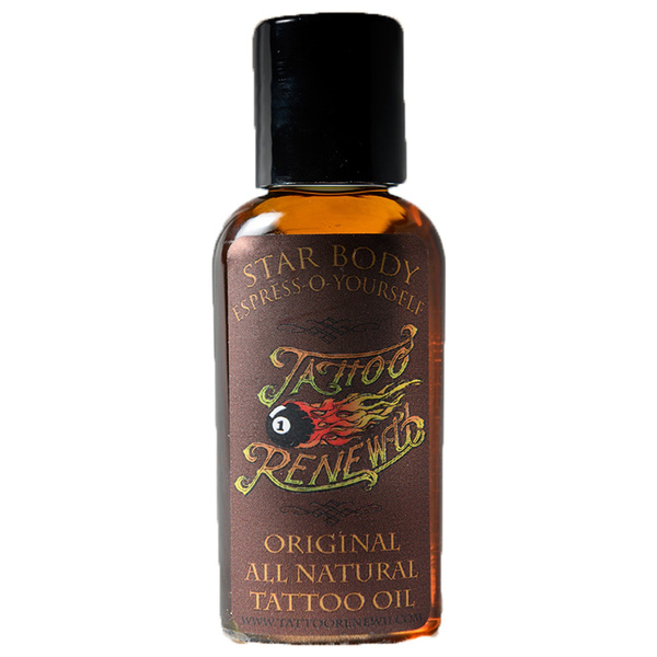 Star Body Original Espresso Tattoo Renew Oil, Made with Coconut and Coffee Oil, Plant based