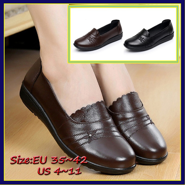 Plus Size 41 42 Female Flats Leather Loafers Casual Shoes Women Loafer Slip on Shoes for Woman Black Flats Soulier Femme