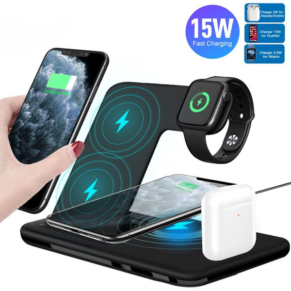 Fast Wireless Charger Station Dock 4in1 For Apple Watch iPhone 15 14 13 Pro  12 X