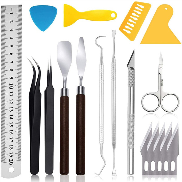 Craft Weeding Tools for Vinyl:18 PCS Craft Basic Set Tools Kits Including  Scissor, Tweezers, Weeders, Scraper, Spatula for Weeding Vinyl, Silhouettes, Cameos