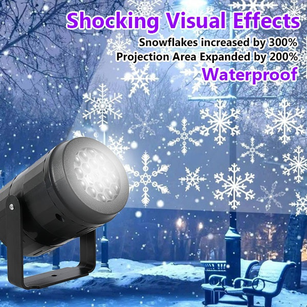 Decoración navideña impermeable al aire libre láser proyector copo de nieve LED lámpara de escenario 