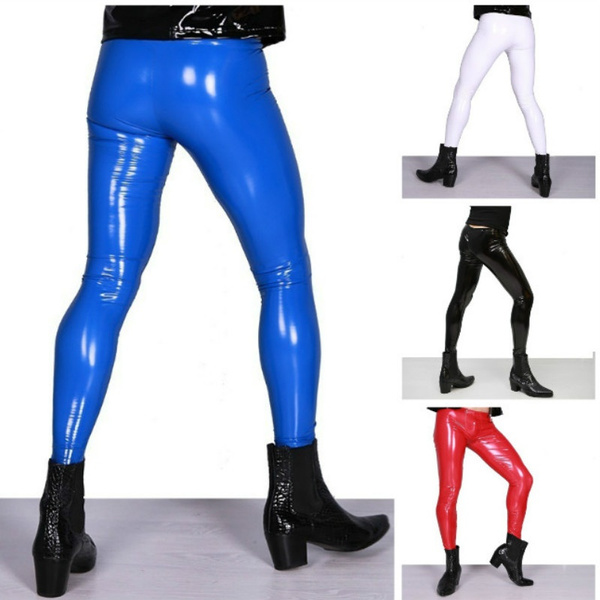 Men PVC Pants Faux Latex Legging 