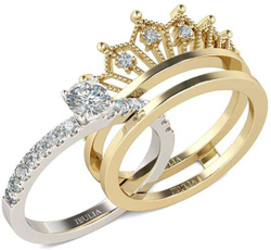 Couple Rings, Engagement Wedding Ring Set, goldringforgirl, wedding ring