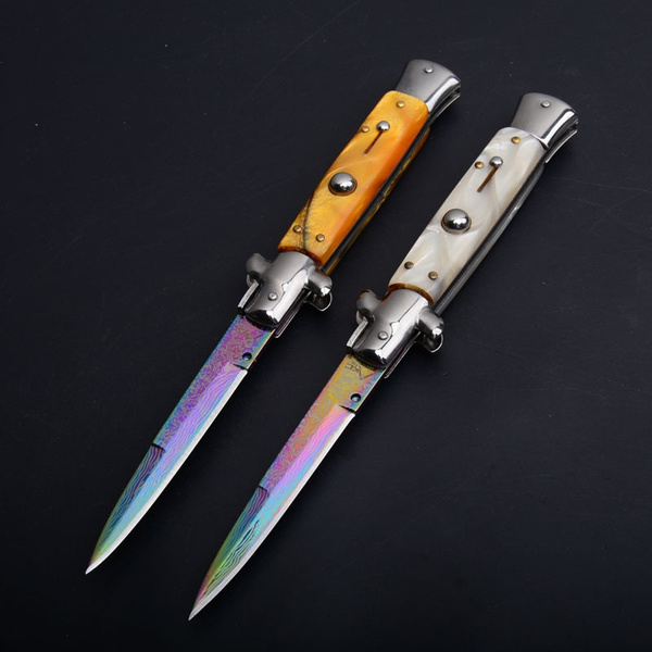 9 inch jump knife (color blade)Mafia jump knife stilt spring assisted ...