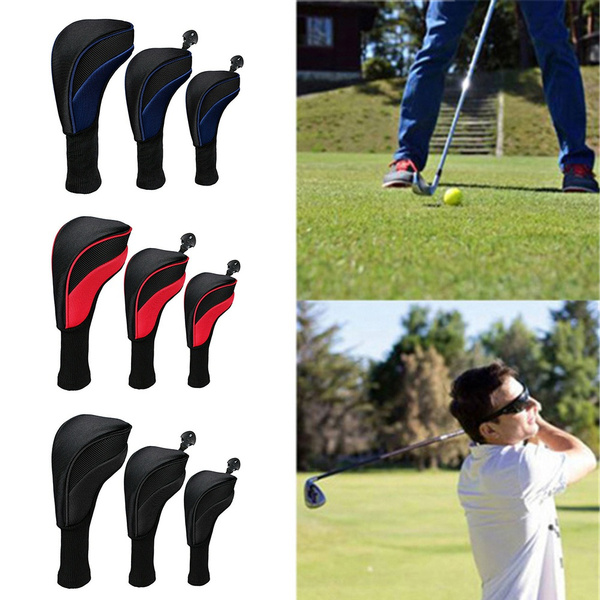 Golf Club Head Covers Set Driver Woods Headcovers Interchangeable No