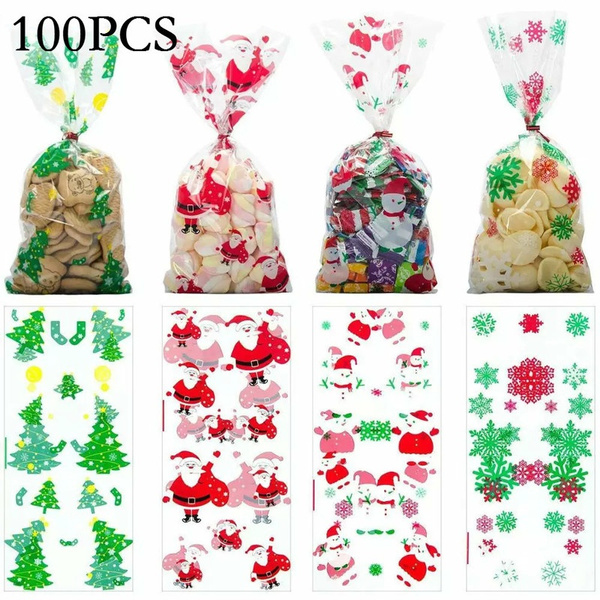 Details about   100Pcs Xmas Cookie Packing Plastic Bag Christmas Cellophane Party Bag Candy Bag