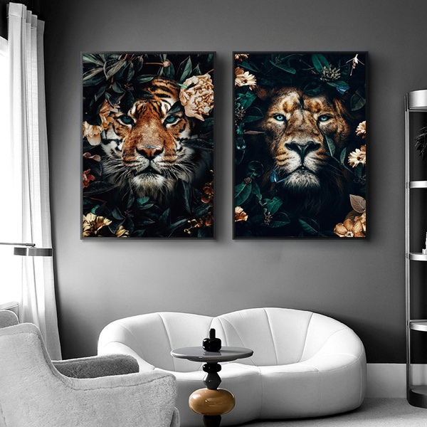 Animal Flower Art Posters Tiger Lions Jungle Wall Art Canvas Painting Prints Home Wall Pictures for Living Room Home Cuadros Decoration | Wish Animal Flower Art Posters Tiger Lions Jungle Wall Art Canvas Painting Prints Home Wall Pictures for Living Room Home Cuadros Decoration | Wish