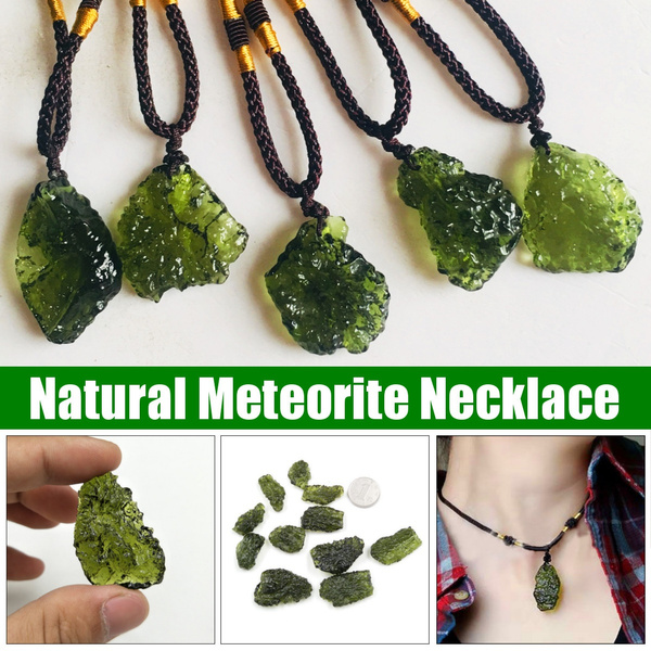 Naturlig krystalgrøn perle moldavit meteorit halskæde vedhæng helbredende sten | Wish