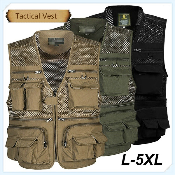 Newest High Quality Men's Mesh Photography vest Multi-pockets Fishing vest  Travel Outdoor Quick Dry Vest Breathable Waistcoat Jackets Fishing Jackets  Plus Size XXS-5XL