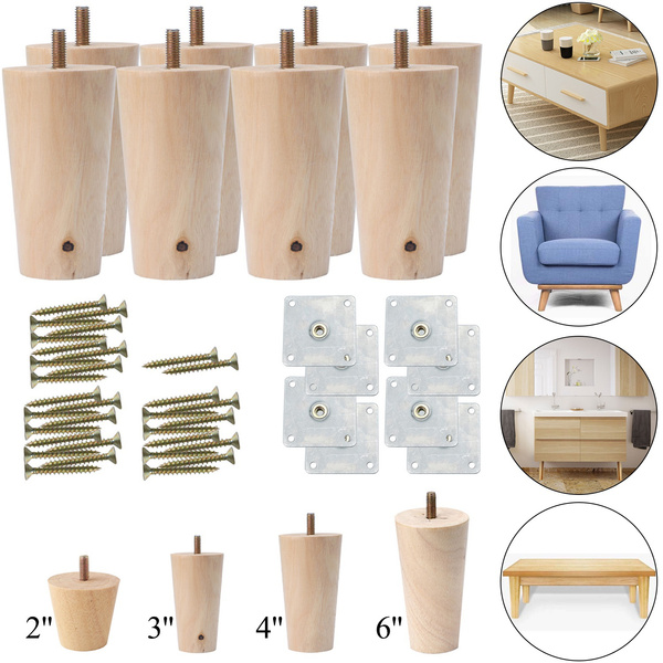 8/4 Set Wooden Furniture Sofa Legs Feet Risers Replacement