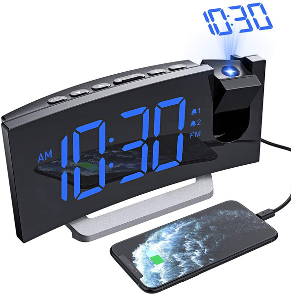 New Brand Projection Clock Digital FM AM Radio Alarm Clock Dual Clock 180°Adjustable LED Projection Clock | Wish