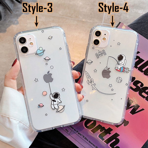 Cute Cartoon 6 Style Of Space Astronaut Ultra Thin Transparent Phone Case For New Iphone 12 12 Mini 12 Pro 12 Pro Max Iphone 11 11 Pro 11 Pro Max Iphone X