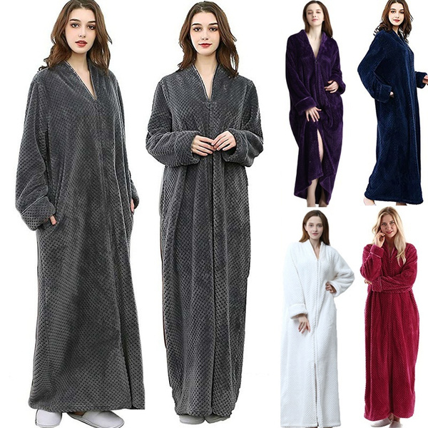 Custom Plush Ladies Full Length Nightgowns Long Robe Checked Coral Lady  Bathrobe - China Ladies Nightgown and Long Nightgown price