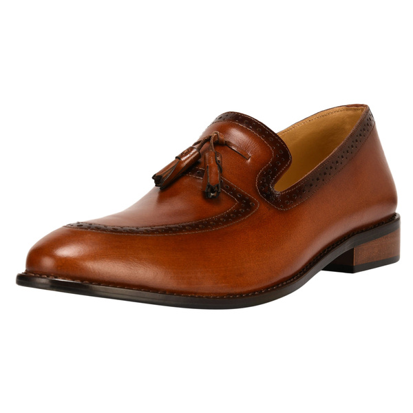 LibertyZeno Men's Genuine Leather  Tassel Loafer Slip On Dress Shoes L-858 