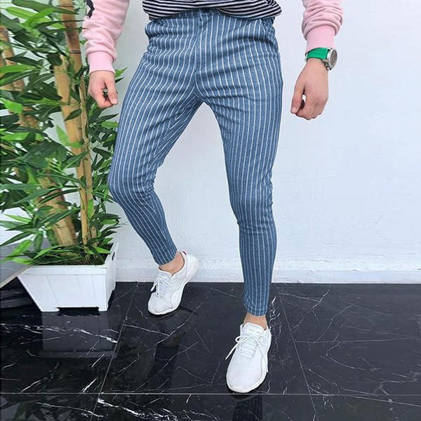 Fashion (black)Fashion Men's Slim Fit Stripe Business Formal Pants Casual  Office Skinny Long Straight Joggers Sweat Pants Trousers ACU @ Best Price  Online | Jumia Egypt