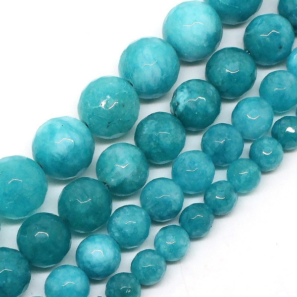 15 Natural Blue Jade Faceted Round Beads - 4mm Gemstone Center-Drilled For Jewelry